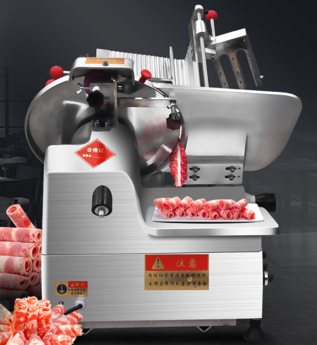 เครื่องสไลด์เนื้อไฟฟ้าอัตโนมัติ Automatic Electric Meat Slicer Machine เครื่องสไลด์หมู เครื่องหั่นหมู