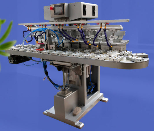 เครื่องพิมพ์โรตารี่ แพดปริ๊น 10 ช่อง ten-color rotary pad printing machine