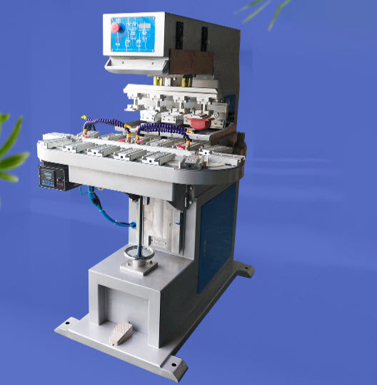 เครื่องพิมพ์โรตารี่ แพดปริ๊น 4 ช่อง four-color rotary pad printing machine
