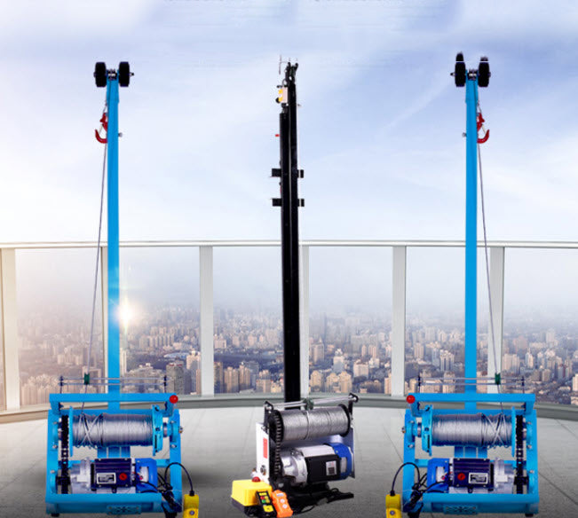 รอกไฟฟ้ามอเตอร์ พร้อมโครงแขวน งานก่อสร้าง motor hoist 220V high-rise hoisting machine
