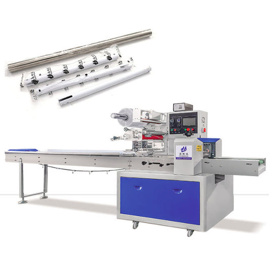 เครื่องแพ็คห่อสินค้า หลอด ตะเกียบ ช้อน สายพานต่อเนื่อง แนวนอน 200-600 mm packing machine Aluminum sheet packing machine