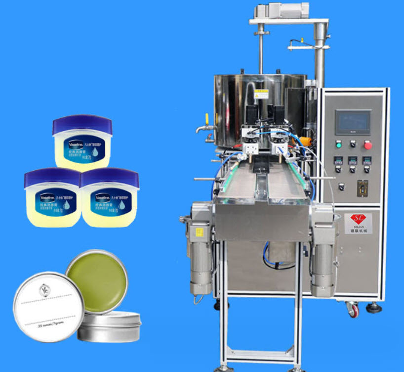 เครื่องบรรจุลิปบาร์ม Double-head gear pump heating filling machine balm mixing