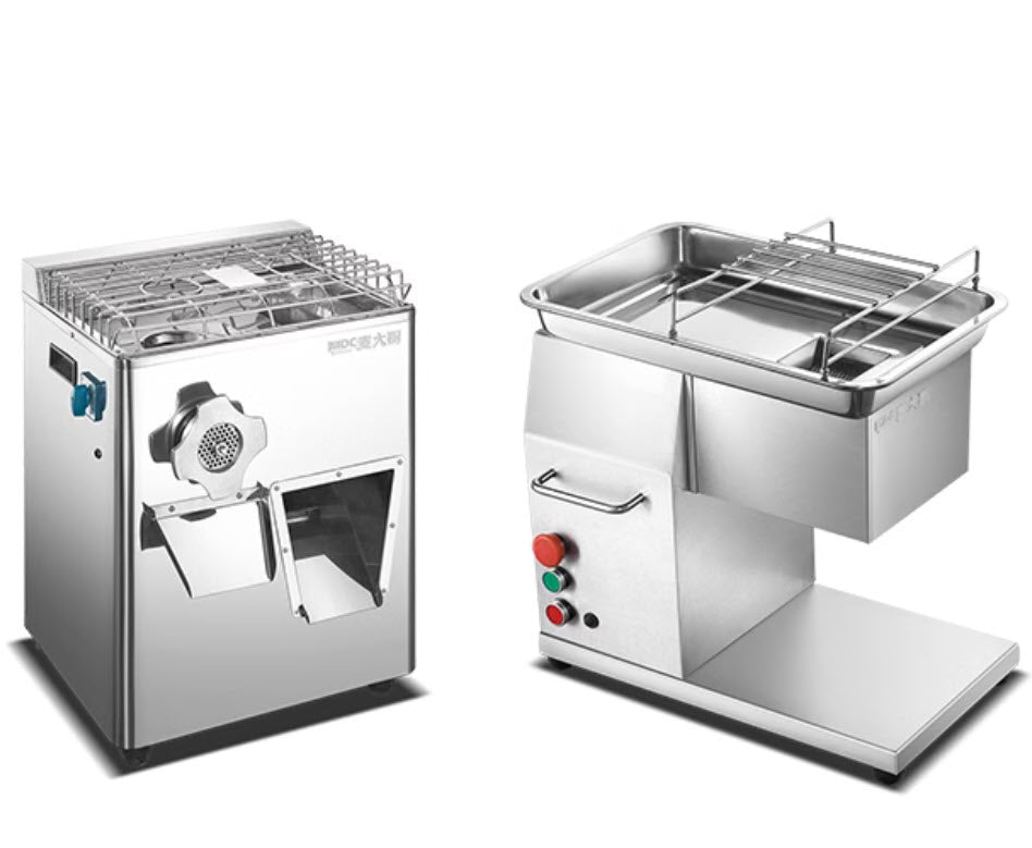 เครื่องบด และหั่น เนื้อพร้อมถาด ss304  electric meat grinder commercial 150kg/h -800kg/h