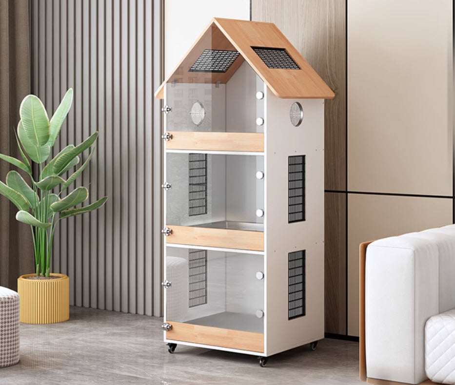 บ้านกระต่ายทรงจั่ว กันน้ำ Premium Rabbit Cage Villa Home Indoor water proof