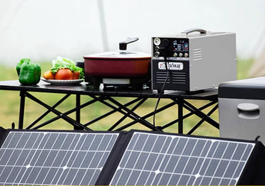 แผงโซล่าเซลส์พกพา พร้อมใช้งาน พร้อมตัวแปลงไฟ inverter 220V outdoor mobile power supply 220V