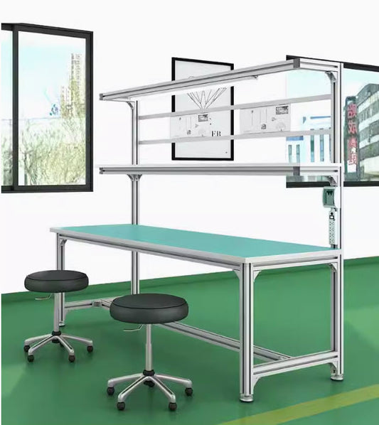 โต๊ะช่างอเนกประสงค์ Assembly Line Table แบบเรียบ Single Side พร้อมไฟ