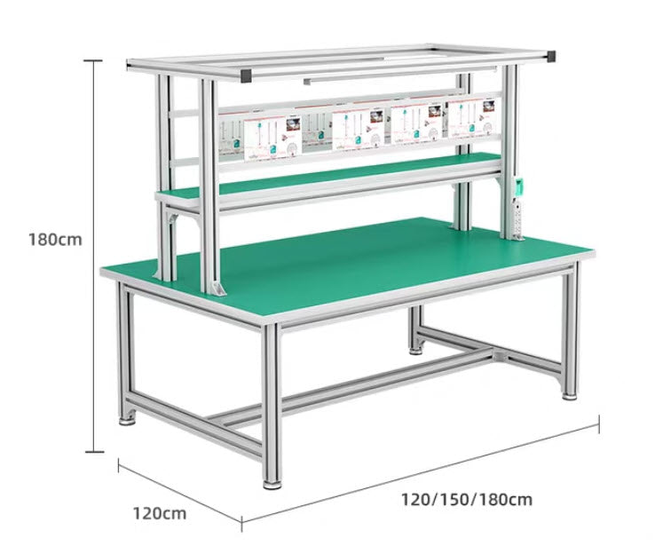 โต๊ะช่างอเนกประสงค์ Assembly Line Table แบบเรียบ Double Side พร้อมไฟ