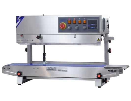FRBM-810ll เครื่องซีลสายพานพิมพ์วันที่ สำหรับบรรจุภัณฑ์อาหาร ใช้งานง่าย ทนทาน ปรับความร้อนและความเร็วได้