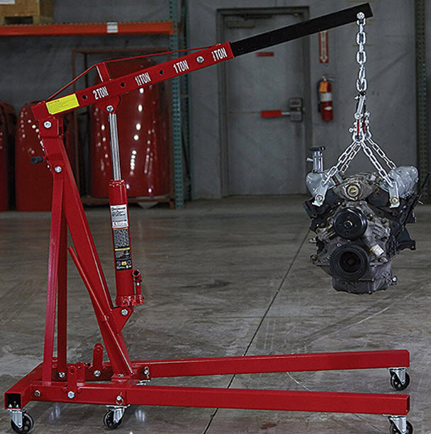 เครนยกเครื่อง 2 ตัน Hydraulic Crane 2 Ton, Heavy Duty, Adjustable Jib, Ideal for Construction and Industrial Use, Compact Design
