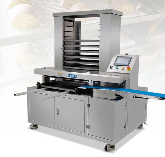 เครื่องเรียงขนมลงถาด พร้อมระบบสายพาน Autmatic Arrangement Machine Vertical Tray รุ่น SZ-150 ลำเลียงขนม วางถาด