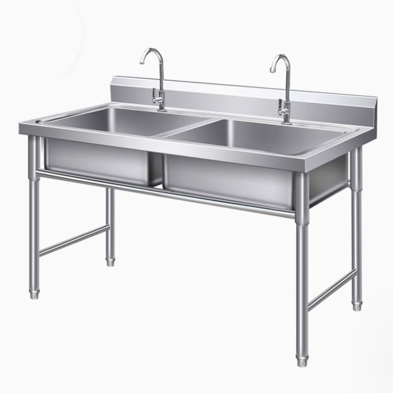ซิงค์ล้างจานแสตนเลส แบบ 2 หลุม DOUBLE SINK 100x50x80 หนา 0.6-1mm