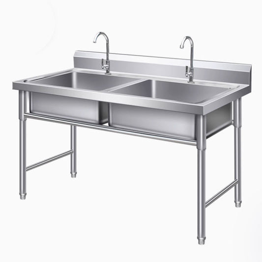 ซิงค์ล้างจานแสตนเลส แบบ 2 หลุม DOUBLE SINK 100x50x80 หนา 0.6-1mm