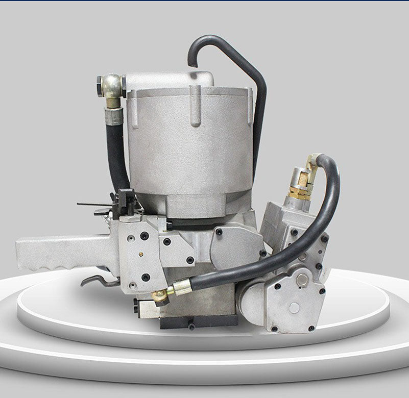 เครื่องรัดสายรัดเหล็กแบบลม รุ่น QWK-32 Pneumatic Steel Strapping Machine 3500N สายกว้าง 25-32 มม. / หนา 0.8-1.0 มม.
