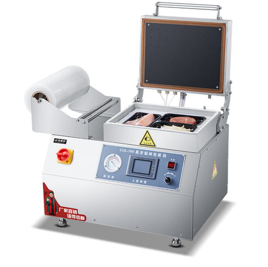 เครื่องบรรจุสูญญากาศแบบแผ่น Vacuum Packaging 380V/50HZ ปั๊มใหญ่ 100 ลิตร 100m³/ชั่วโมงสแตนเลส 304 ระบบสัมผัส PLC