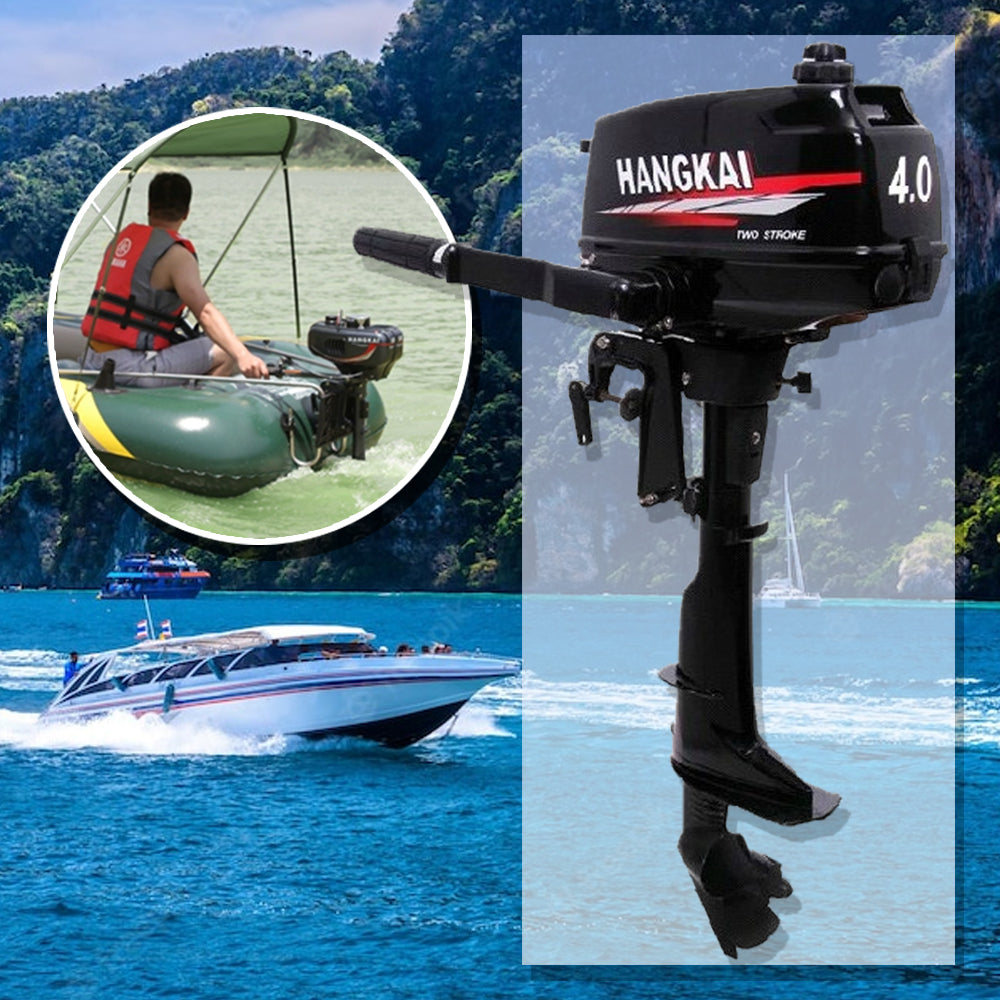 มอเตอร์ติดเรือ Hangkai Motor Guide แบบใช้น้ำมัน ความจุถัง 1.5 ลิตร เครื่องยนต์ 2 จังหวะ กำลัง 3.5 แรงม้า