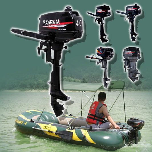 มอเตอร์ติดเรือ Hangkai Motor Guide แบบใช้น้ำมัน ความจุถัง 1.5 ลิตร เครื่องยนต์ 2 จังหวะ กำลัง 4 แรงม้า