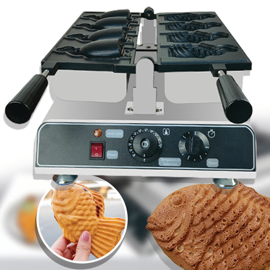 เครื่องทำเครป เครปปลา รุ่น FY-1103B เตาขนม Taiyaki เครื่องทำไทยากิ ทำได้ครั้งละ 3 ชิ้น กำลังไฟ 2000 วัตต์