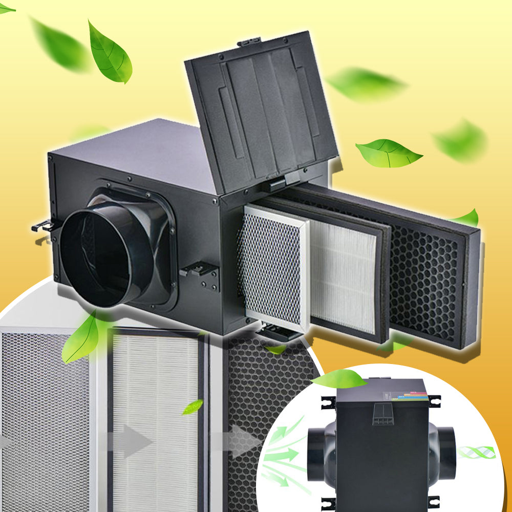 กล่องกรองอากาศ ขนาดอุตสาหกรรม GL-200XF Filter 3 ชั้นสามารถกรองฝุ่น PM2.5 ได้ ใช้คู่กับพัดลมระบายอากาศ