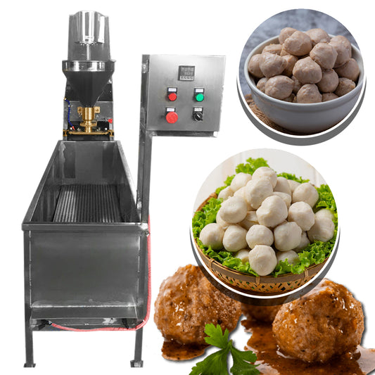 เครื่องทำลูกชิ้นไฟฟ้า Meatball Machine พร้อมถังสำหรับต้มไฟฟ้า ถังสำหรับทอด Heating Cooking Machine ขนาดลูกชิ้นตั้งแต่ 15-29 มม.