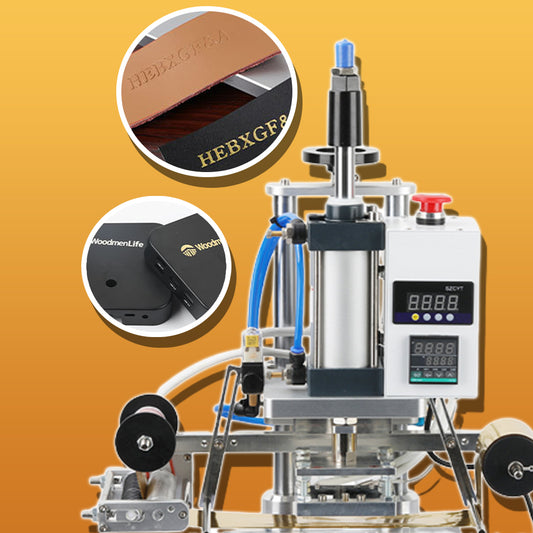 เครื่องปั๊มโลโก้ ไฟฟ้า Pneumatic Heat Stamping Machine รุ่น WT-QS90 ใช้กับปั๊มลม เครื่องฟลอยด์ ปั๊มนูน เจาะ หนัง