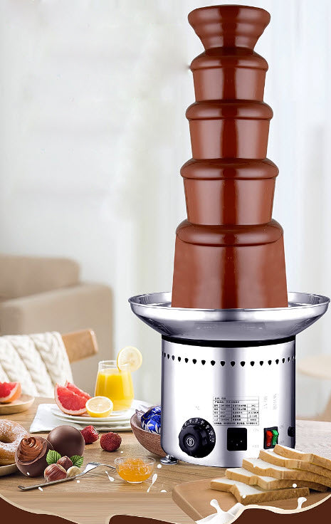 เครื่องทําช็อคโกแลตฟองดู 5 ชั้น พร้อมไฟ LED ช็อคโกแลตละลายเนียนนุ่ม เหมาะสำหรับงานปาร์ตี้และการเฉลิมฉลอง