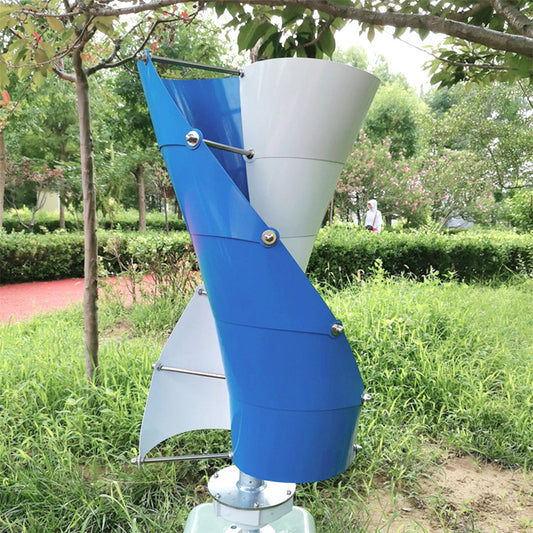 กังหันลม ปั่นไฟอัตโนมัติ 12V axis wind turbine Vertical 100W-500W spiral wind