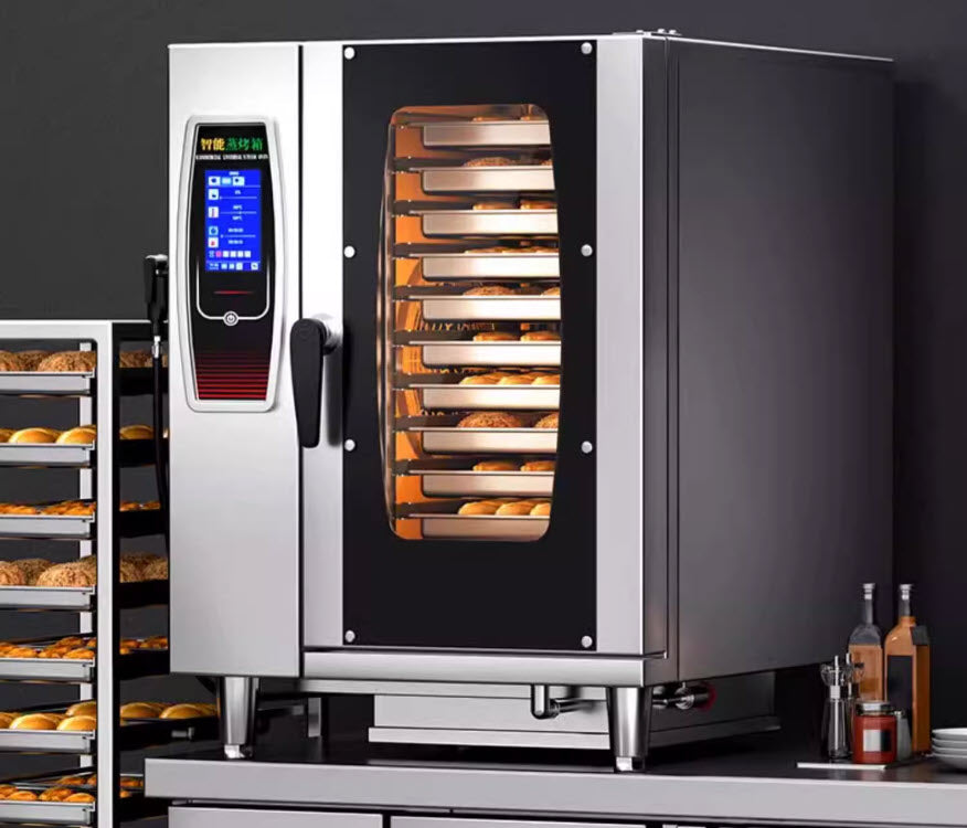 เครื่องอบไก่ ทาร์ตไข่ เค้ก ขนมปัง 220v 380v 5.7KW fully automatic multi-function steam oven ถาด 4 10 20 40 ถาด