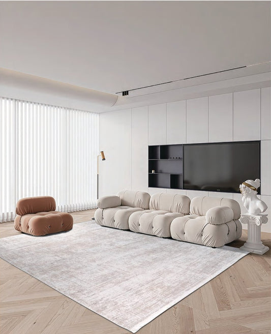 พรมสไตล์โมเดิร์นมินิมอล ลายเรียบพื้นด้าน โทนเบจอ่อน ขนาด 140x200 - 300x450 ซม. รุ่น TK9922BE
