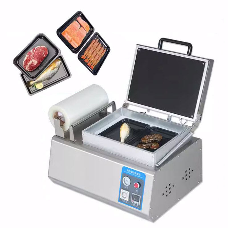 เครื่องซีลถาดอาหารระบบดูดสุญญากาศ (Vacuum Tray Sealer Machine) 360 ถาด/ชม. สแตนเลส 304