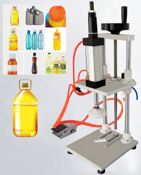 เครื่องบิดปิดฝาขวดแรงดันลม Pneumatic Capping Machine แรงบิด 4-6kgf/cm2 ฝาขวด 10-50 cm