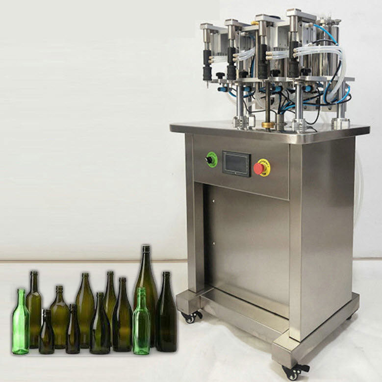 เครื่องบรรจุของเหลว ระบบลม 4 หัวจ่าย WT-4 ปากขวด 4.5-20（mm）Four-head Pneumatic Glass Bottle Quantitative Filling Machine