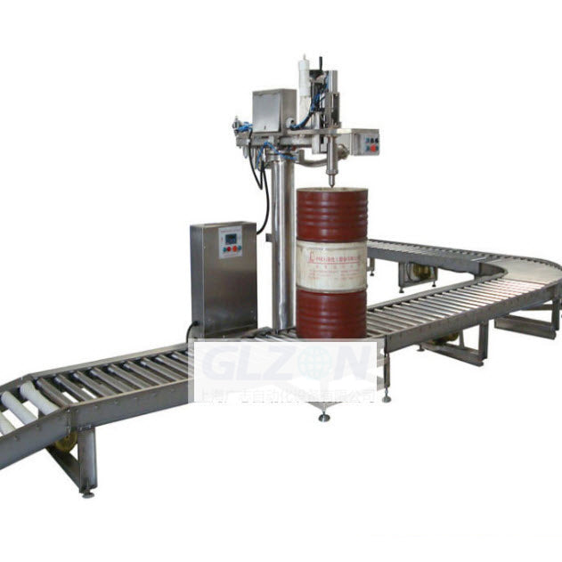 เครื่องบรรจุสารเคมี ของเหลว 200 -1000 ลิตร glycolic acid, bromobutane, cyanoacetamide, iminodiacetic acid, chemical automatic filling machine