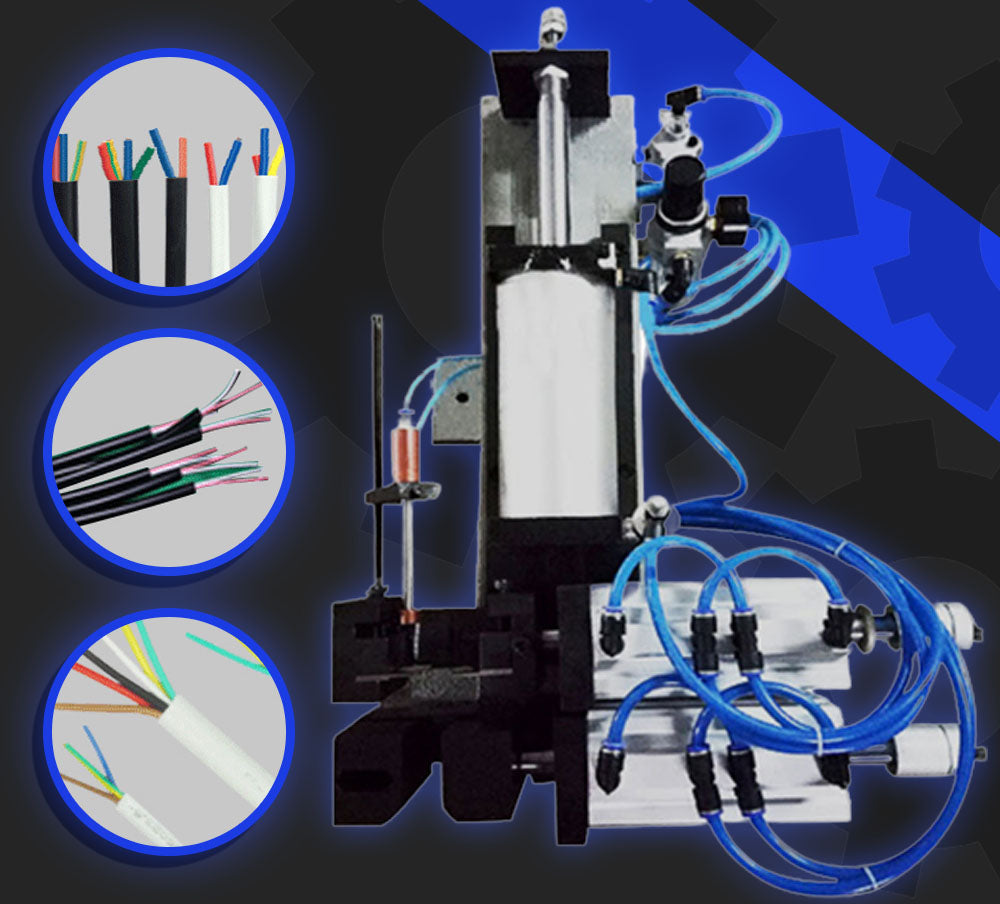 เครื่องปอกสายไฟ ต่อปั๊มลม pneumatic wire stripping machine manual stripping