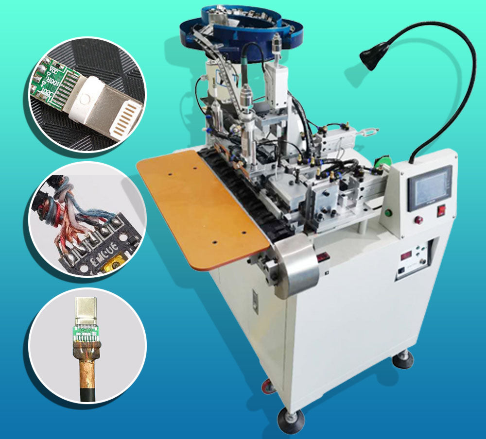 เครื่องเข้าสาย USB data cable automatic soldering machine A male Mike mini fully automatic model XLD-255498