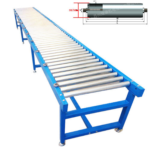 สายพานลำเลียง โรเลอร์มอเตอร์กำลัง 400W ความยาว 3 เมตร ความสูง 0.5-0.6m หน้ากว้าง 400 มม แบบติดมอเตอร์ และ หมุนเอง powered roller conveyor