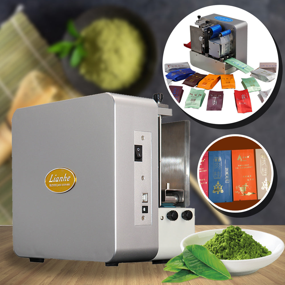 เครื่องพิมพ์ถุงฟลอยด์ ถุงชา ไม่ต้องทำโมล มีไฟลส์ก็ปริ๊นได้เลย F550 non-plate hot stamping machine aluminum foil tea bag