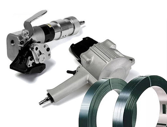 เครื่องรัดสายเหล็ก เครื่องรัดกล่อง 5000n Pneumatic steel belt strapping machine สำหรับสาย 19 25 32mm split type