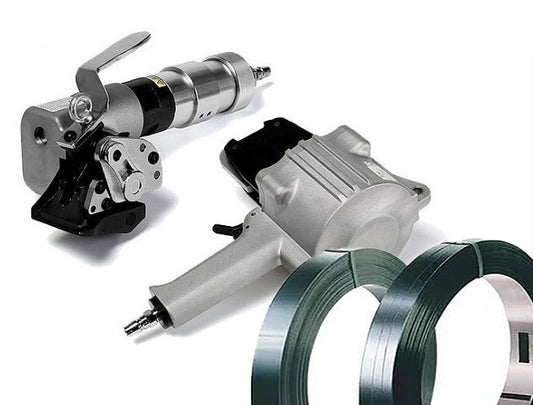 เครื่องรัดสายเหล็ก เครื่องรัดกล่อง 5000n Pneumatic steel belt strapping machine สำหรับสาย 19 25 32mm split type