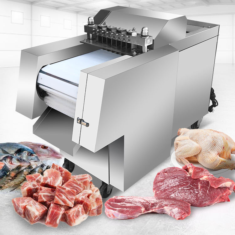 เครื่องสับเนื้อ หั่น ไก่ หมู เต๋าสีเหลี่ยม อัตโนมัติ Frozen Meat Cutting Machine Fully Automatic รุ่น MLS-125