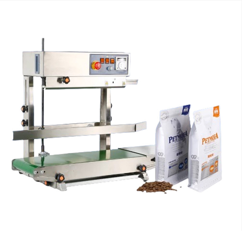 เครื่องปิดผนึกแนวตั้งอัตโนมัติ Hongtuo ขนาดใหญ่ สแตนเลส สำหรับถุงข้าว แป้ง อาหารสุนัข