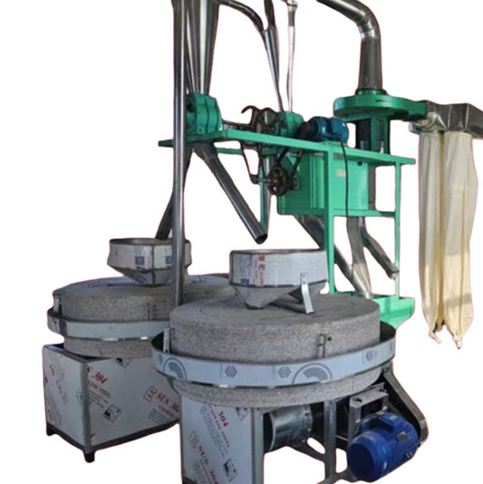 โรงโม่แป้งหินไฟฟ้าเชิงพาณิชย์ อุปกรณ์แปรรูปแป้งอัตโนมัติ ขนาดใหญ่ สำหรับแป้งสาลี