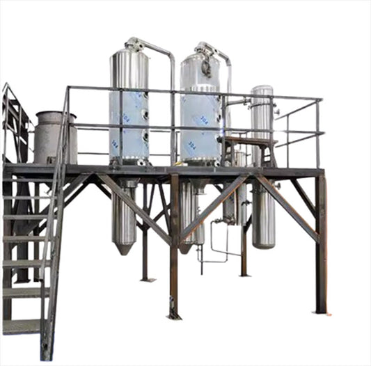 เครื่องระเหยแบบสองผลสำหรับอุตสาหกรรมเบาและอุตสาหกรรมเคมี เครื่องตกผลึกน้ำเสียโอลิโกแซ็กคาไรด์ อุปกรณ์บำบัดฟิล์มตกผลึกแบบสองผลสำหรับโรงงานน้ำตาล