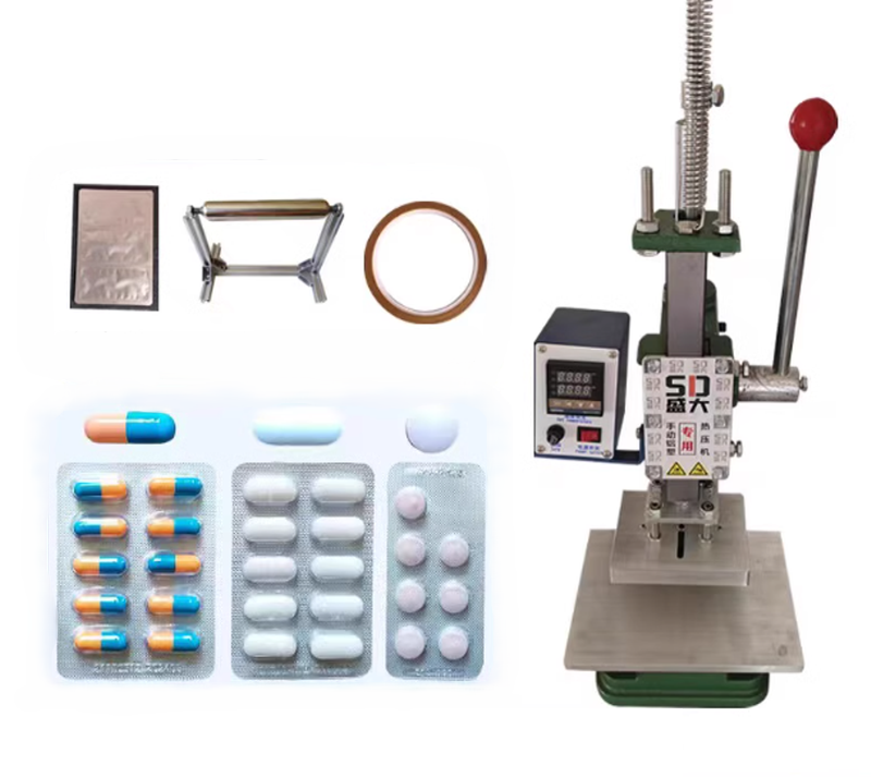 เครื่องบรรจุอลูมิเนียม-พลาสติกแบบใช้มือสำหรับอาหาร ยา ผลิตภัณฑ์เพื่อสุขภาพ และขนม เครื่องปิดผนึกแผงพุพอง PVC เครื่องปิดผนึกฟิล์มแบบกดร้อน เครื่องบรรจุน้ำตาลสำหรับโรงงานน้ำตาล