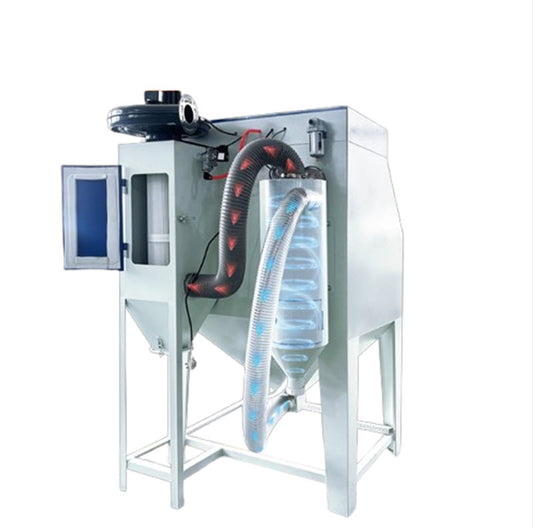 เครื่องพ่นทรายแบบใช้มือ 9060 พร้อมเครื่องแยกทรายและฝุ่นไซโคลนแบบแม่นยำ เครื่องแยกไซโคลนแบบอบแห้งควบคุมอุณหภูมิพิเศษ โรงงานมันสำปะหลัง