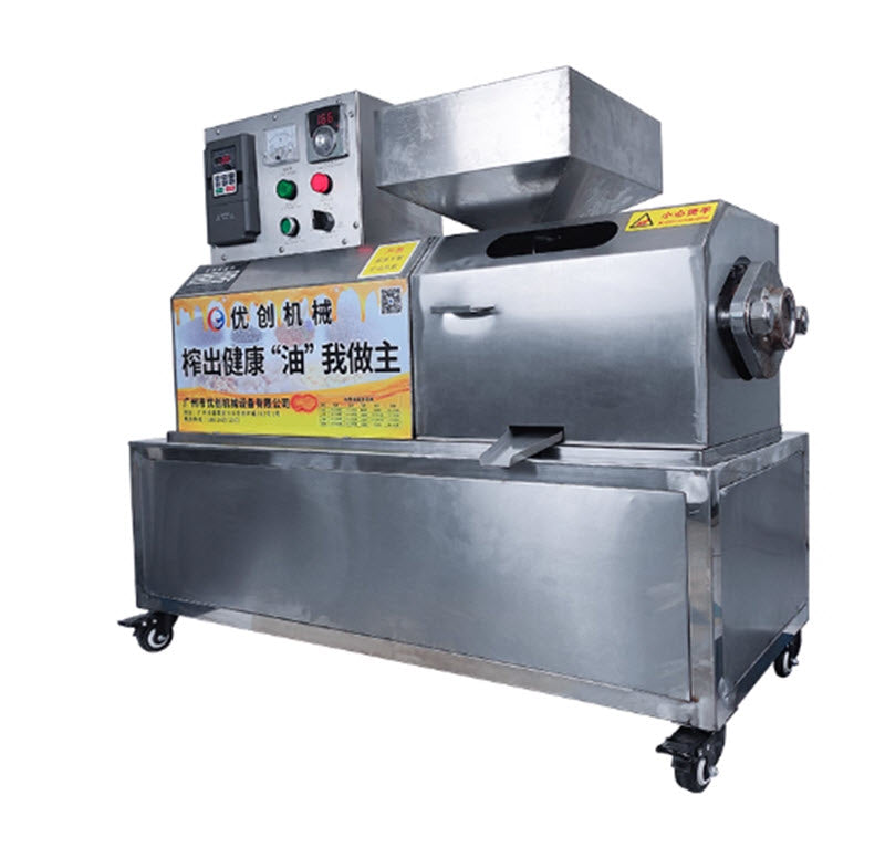 เครื่องบีบน้ำมันเชิงพาณิชย์ขนาดกลางแบบอัตโนมัติเต็มรูปแบบ เครื่องบดน้ำมันถั่วลิสง วอลนัท งา เมล็ดชาแบบเกลียว เครื่องบีบน้ำมันแบบเกลียวอเนกประสงค์สำหรับใช้ในครัวเรือน โรงงานผลิตน้ำมันพืช