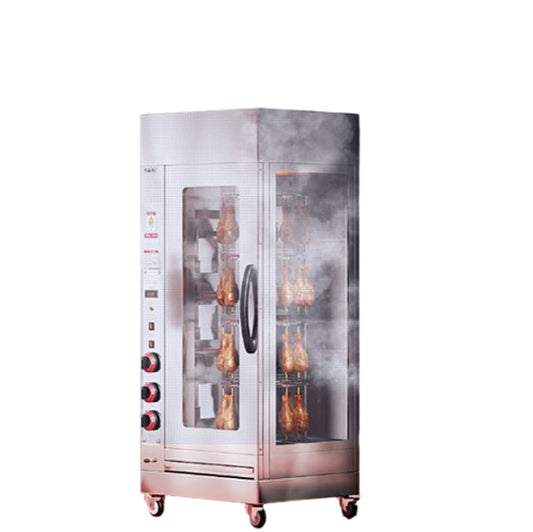 เตาอบย่างไก่หมุนอัตโนมัติ 2 ชั้น ใช้งานเชิงพาณิชย์ ระบบแก๊ส ขนาดใหญ่ สำหรับทำอาหารกลางแจ้ง