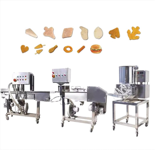 เครื่องทำแฮมเบอร์เกอร์อัตโนมัติ ขนาดใหญ่ รุ่นทำไก่ชุบแป้ง และเนื้อสัตว์ รูปทรงมะละกอ