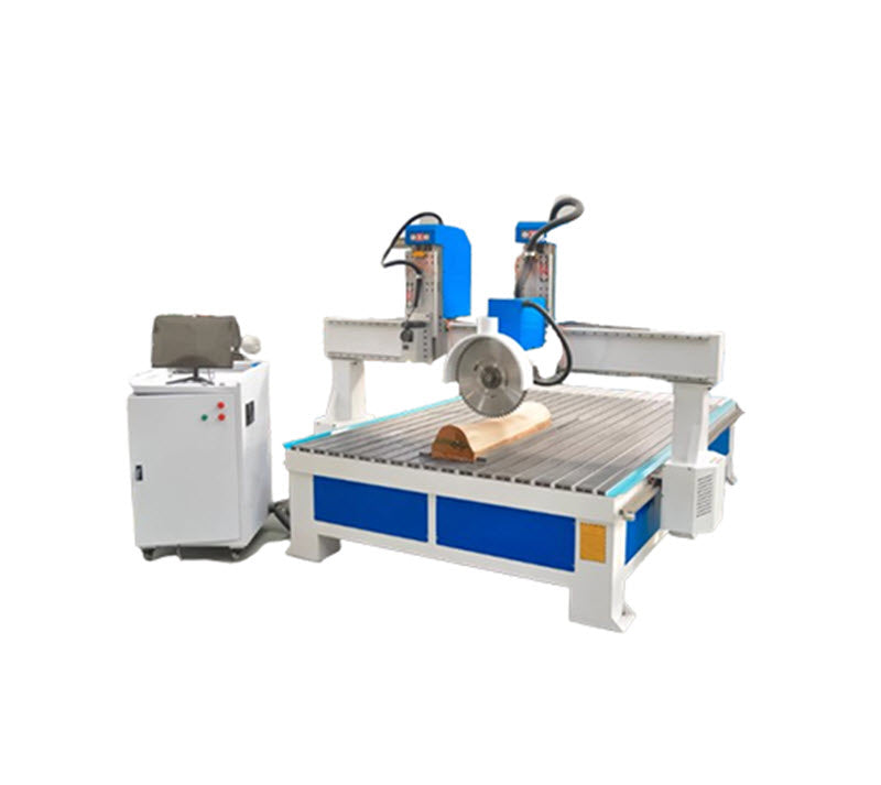 เครื่องแกะสลักไม้สองหัวอัตโนมัติ รุ่น 1825 สำหรับทำป้ายและฝาโลงไม้ ทำงานด้วยระบบ CNC