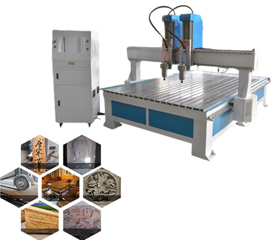 เครื่องแกะสลักไม้ 1825 รุ่นอัตโนมัติ 2 หัว สำหรับทำป้ายและฝาโลงไม้ พร้อมฟังก์ชัน CNC