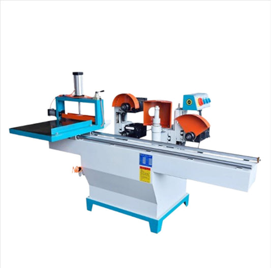 เครื่องตัดไม้แบบสองราง รุ่น马氏 พร้อมใบมีด 5 ใบ ระบบอัดอากาศ สำหรับทำร่องไม้